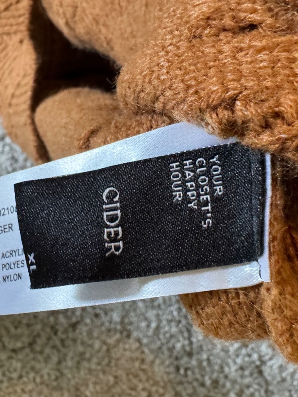 CIDER Brown Cable Knit Sweater XL - Picture 4 of 4